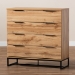 Baxton Studio Reid Modern and Contemporary Industrial Oak Finished Wood and Black Metal 4-Drawer Dresser - CH8000-Oak/Black-4DW-Dresser