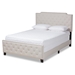 Baxton Studio Marion Modern Transitional Beige Fabric Upholstered Button Tufted King Size Panel Bed