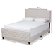 Baxton Studio Marion Modern Transitional Beige Fabric Upholstered Button Tufted King Size Panel Bed - Marion-Beige-King