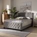 Baxton Studio Marion Modern Transitional Grey Fabric Upholstered Button Tufted King Size Panel Bed - Marion-Grey-King