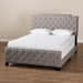 Baxton Studio Marion Modern Transitional Grey Fabric Upholstered Button Tufted Full Size Panel Bed - Marion-Grey-Full