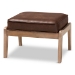 Baxton Studio Sigrid Mid-Century Modern Dark Brown Faux Leather Effect Fabric Upholstered Antique Oak Finished Wood Ottoman
