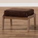 Baxton Studio Sigrid Mid-Century Modern Dark Brown Faux Leather Effect Fabric Upholstered Antique Oak Finished Wood Ottoman - Sigrid-Dark Brown/Antique Oak-Otto