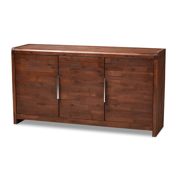 Baxton Studio Torres Modern and Contemporary Brown Oak Finished 3-Door Wood Sideboard Buffet