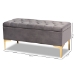 Baxton Studio Valere Glam and Luxe Grey Velvet Fabric Upholstered Gold Finished Button Tufted Storage Ottoman - WS-H68-GD-Grey Velvet/Gold-Otto