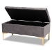 Baxton Studio Valere Glam and Luxe Grey Velvet Fabric Upholstered Gold Finished Button Tufted Storage Ottoman - WS-H68-GD-Grey Velvet/Gold-Otto