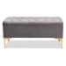 Baxton Studio Valere Glam and Luxe Grey Velvet Fabric Upholstered Gold Finished Button Tufted Storage Ottoman - WS-H68-GD-Grey Velvet/Gold-Otto