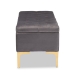 Baxton Studio Valere Glam and Luxe Grey Velvet Fabric Upholstered Gold Finished Button Tufted Storage Ottoman - WS-H68-GD-Grey Velvet/Gold-Otto