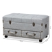 Baxton Studio Flynn Modern Transitional Grey Fabric Upholstered 2-Drawer Storage Trunk Ottoman - JY19A416-Grey-Otto