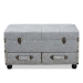 Baxton Studio Flynn Modern Transitional Grey Fabric Upholstered 2-Drawer Storage Trunk Ottoman - JY19A416-Grey-Otto