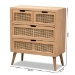 Baxton Studio Alina Mid-Century Modern Medium Oak Finished Wood and Rattan 4-Drawer Accent Storage Cabinet - JY1902-Medium Oak-4DW-Cabinet