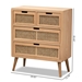 Baxton Studio Alina Mid-Century Modern Medium Oak Finished Wood and Rattan 4-Drawer Accent Storage Cabinet - JY1902-Medium Oak-4DW-Cabinet