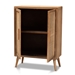Baxton Studio Alina Mid-Century Modern Medium Oak Finished Wood and Rattan 2-Door Accent Storage Cabinet - JY1904-Medium Oak-Cabinet