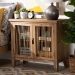 Baxton Studio Clement Rustic Transitional Medium Oak Finished 2-Door Wood Spindle Accent Storage Cabinet - LD19A005-Medium Oak-Cabinet