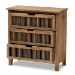 Baxton Studio Clement Rustic Transitional Medium Oak Finished 3-Drawer Wood Spindle Storage Cabinet - LD19A007-Medium Oak-3DW-Cabinet