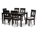 Baxton Studio Lenoir Modern and Contemporary Grey Fabric Upholstered Espresso Brown Finished Wood 7-Piece Dining Set - RH315C-Grey/Dark Brown-7PC Dining Set