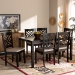 Baxton Studio Caron Modern and Contemporary Sand Fabric Upholstered Espresso Brown Finished Wood 7-Piece Dining Set - RH317C-Sand/Dark Brown-7PC Dining Set