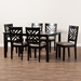 Baxton Studio Caron Modern and Contemporary Sand Fabric Upholstered Espresso Brown Finished Wood 7-Piece Dining Set - RH317C-Sand/Dark Brown-7PC Dining Set