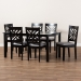 Baxton Studio Caron Modern and Contemporary Grey Fabric Upholstered Espresso Brown Finished Wood 7-Piece Dining Set - RH317C-Grey/Dark Brown-7PC Dining Set