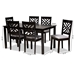 Baxton Studio Caron Modern and Contemporary Grey Fabric Upholstered Espresso Brown Finished Wood 7-Piece Dining Set - RH317C-Grey/Dark Brown-7PC Dining Set
