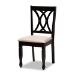 Baxton Studio Reneau Modern and Contemporary Sand Fabric Upholstered Espresso Brown Finished Wood 7-Piece Dining Set - RH316C-Sand/Dark Brown-7PC Dining Set
