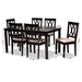 Baxton Studio Reneau Modern and Contemporary Sand Fabric Upholstered Espresso Brown Finished Wood 7-Piece Dining Set - RH316C-Sand/Dark Brown-7PC Dining Set