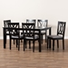 Baxton Studio Reneau Modern and Contemporary Grey Fabric Upholstered Espresso Brown Finished Wood 7-Piece Dining Set - RH316C-Grey/Dark Brown-7PC Dining Set