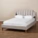Baxton Studio Adelie Modern Glam Light Grey Velvet Fabric Upholstered Walnut Brown Finished Wood King Size Wingback Platform Bed - BBT6928-Light Grey Velvet/Walnut-King