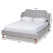 Baxton Studio Adelie Modern Glam Light Grey Velvet Fabric Upholstered Walnut Brown Finished Wood King Size Wingback Platform Bed - BBT6928-Light Grey Velvet/Walnut-King