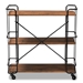 Baxton Studio Neal Rustic Industrial Style Black Metal and Walnut Finished Wood Bar and Kitchen Serving Cart - SR192044L-Rustic Brown/Black-Cart