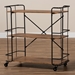 Baxton Studio Neal Rustic Industrial Style Black Metal and Walnut Finished Wood Bar and Kitchen Serving Cart - SR192044L-Rustic Brown/Black-Cart