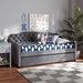 Baxton Studio Freda Traditional and Transitional Grey Velvet Fabric Upholstered and Button Tufted Twin Size Daybed with Trundle - Freda-Grey Velvet-Daybed-T/T