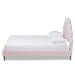 Baxton Studio Odille Modern Glam Light Pink Velvet Upholstered Walnut Brown Finished Wood Queen Size Seashell Shaped Platform Bed - BBT6897-Light Pink Velvet/Walnut-Queen