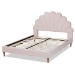 Baxton Studio Odille Modern Glam Light Pink Velvet Upholstered Walnut Brown Finished Wood Queen Size Seashell Shaped Platform Bed - BBT6897-Light Pink Velvet/Walnut-Queen