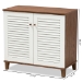 Baxton Studio Coolidge Modern and Contemporary White and Walnut Finished 4-Shelf Wood Shoe Storage Cabinet - FP-01LV-Walnut/White