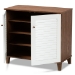 Baxton Studio Coolidge Modern and Contemporary White and Walnut Finished 4-Shelf Wood Shoe Storage Cabinet - FP-01LV-Walnut/White