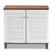 Baxton Studio Coolidge Modern and Contemporary White and Walnut Finished 4-Shelf Wood Shoe Storage Cabinet - FP-01LV-Walnut/White
