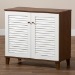 Baxton Studio Coolidge Modern and Contemporary White and Walnut Finished 4-Shelf Wood Shoe Storage Cabinet - FP-01LV-Walnut/White