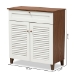 Baxton Studio Coolidge Modern and Contemporary White and Walnut Finished 4-Shelf Wood Shoe Storage Cabinet with Drawer - FP-02LV-Walnut/White
