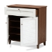Baxton Studio Coolidge Modern and Contemporary White and Walnut Finished 4-Shelf Wood Shoe Storage Cabinet with Drawer - FP-02LV-Walnut/White