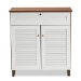 Baxton Studio Coolidge Modern and Contemporary White and Walnut Finished 4-Shelf Wood Shoe Storage Cabinet with Drawer - FP-02LV-Walnut/White