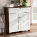 Baxton Studio Coolidge Modern and Contemporary White and Walnut Finished 4-Shelf Wood Shoe Storage Cabinet with Drawer - FP-02LV-Walnut/White