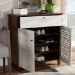 Baxton Studio Coolidge Modern and Contemporary White and Walnut Finished 4-Shelf Wood Shoe Storage Cabinet with Drawer - FP-02LV-Walnut/White