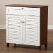 Baxton Studio Coolidge Modern and Contemporary White and Walnut Finished 4-Shelf Wood Shoe Storage Cabinet with Drawer - FP-02LV-Walnut/White