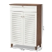 Baxton Studio Coolidge Modern and Contemporary White and Walnut Finished 5-Shelf Wood Shoe Storage Cabinet with Drawer - FP-03LV-Walnut/White