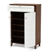 Baxton Studio Coolidge Modern and Contemporary White and Walnut Finished 5-Shelf Wood Shoe Storage Cabinet with Drawer - FP-03LV-Walnut/White