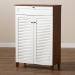 Baxton Studio Coolidge Modern and Contemporary White and Walnut Finished 5-Shelf Wood Shoe Storage Cabinet with Drawer - FP-03LV-Walnut/White