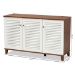 Baxton Studio Coolidge Modern and Contemporary Walnut Finished 8-Shelf Wood Shoe Storage Cabinet - FP-04LV-Walnut/White