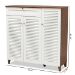 Baxton Studio Coolidge Modern and Contemporary Walnut Finished 11-Shelf Wood Shoe Storage Cabinet with Drawer - FP-05LV-Walnut/White