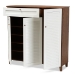 Baxton Studio Coolidge Modern and Contemporary Walnut Finished 11-Shelf Wood Shoe Storage Cabinet with Drawer - FP-05LV-Walnut/White